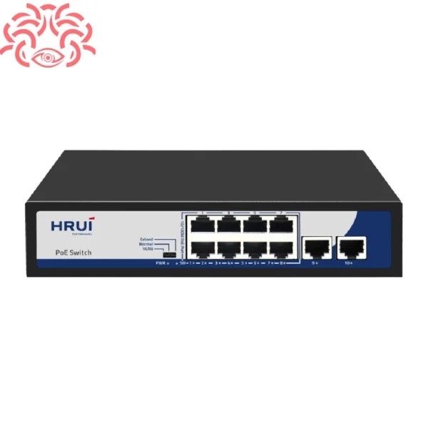 سوئیچ شبکه PoE مدل HR900-AF-82N برند HRUI - خرید سوییچ poe برند اچ آر یو آی 8 پورت HR900 AF 82N + قیمت